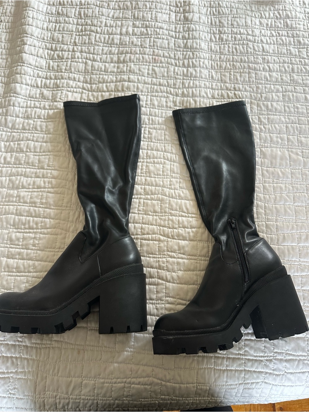 Steve Madden Black Chunky Platform Knee-High Boots